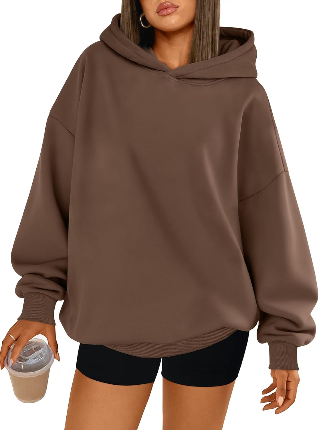 Trendy Queen Sudaderas con capucha de gran tamaño para mujer | Soft Fleece Pullover In A Relaxed, Oversized Fit. Suitable For College Outfits, Trendy Streetwear, And Daily Home Wear