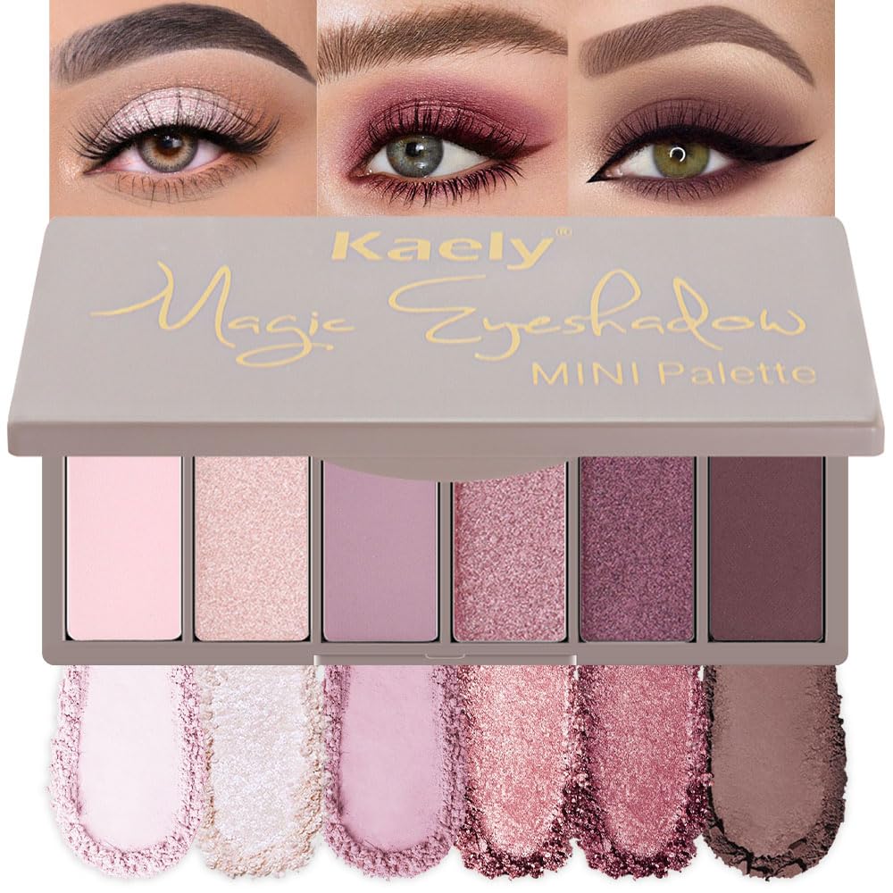 evpct - Paleta de sombra de ojos cuadrada en polvo mate marrón desnudo, rosa desnudo claro, marrón oscuro natural, sombra de ojos mate ahumada de alta pigmentación, mini paleta de maquillaje para