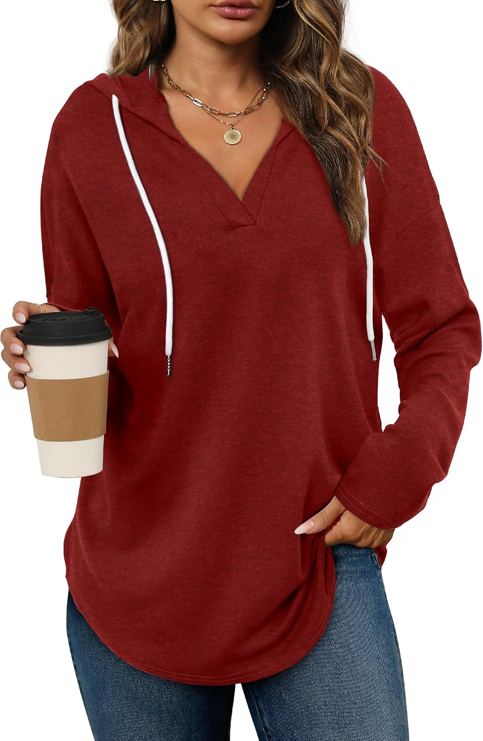 Bofell - Sudaderas con capucha para mujer, sudaderas de moda para mujer, sudaderas con capucha de gran tamaño, sudaderas de manga larga de ajuste holgado