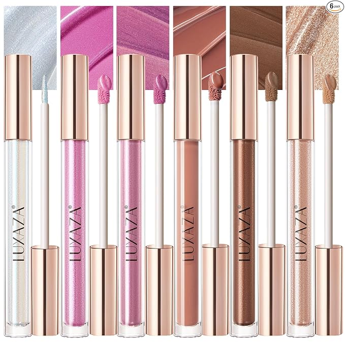 LUXAZA PRO Neutral Eyeshadow Stick Makeup 6PCS Set, Brown Nude Metallic Shimmer Matte Cream Eye Shadow Palette Eyeliner Brightener Pencil Crayon, Party Makeup - BROWN CANYON