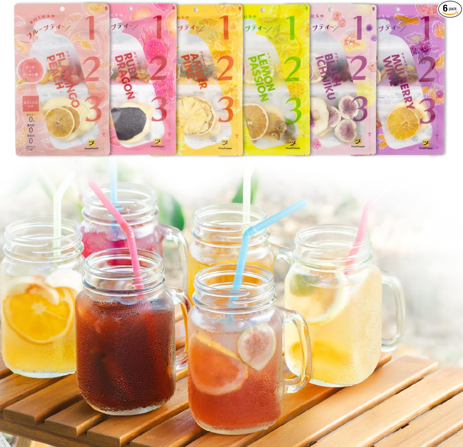 DozoFreesh Fruit Tea Dried Fruit Tea Non-Caffeinated Consumed Tea Tea Bag No Sugar Added Zero Calories Gift 4-pack