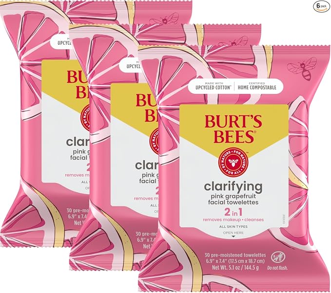 Toallitas faciales Burt's Bees de limpieza facial, toallitas desmaquillantes, limpiador micelar hidratante 3 en 1 con agua de coco y loto, 90 unidades (el embalaje puede variar)