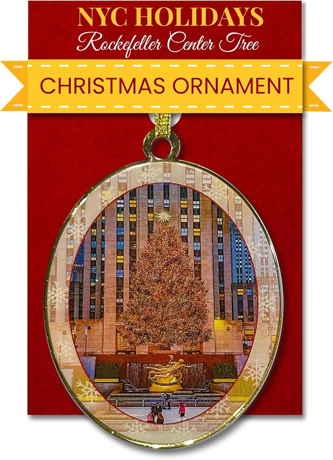 Adorno Love Bridge in Central Park Winter New York, coleccionable de Navidad de Nueva York, latón de doble cara con purpurina y epoxi, caja de regalo, 2.5 x 3 pulgadas por ArtMalore