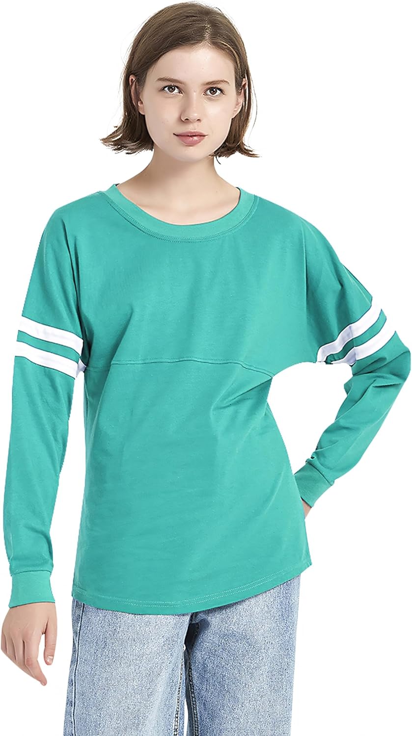 TopTie Camiseta de manga larga con pompones y cuello redondo para mujer, color blanco