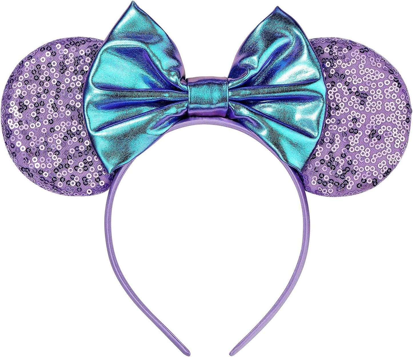 Eisyaa Diadema de orejas de ratón, orejas de ratón rosas con lentejuelas para mujeres y niñas, diadema de lazo brillante para decoración de fiesta de disfraces de cosplay
