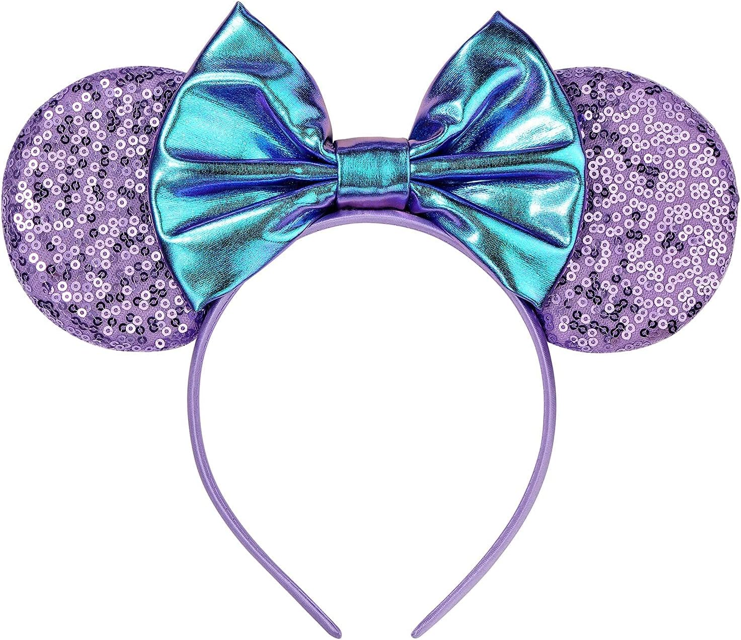Eisyaa Diadema de orejas de ratón, orejas de ratón rosas con lentejuelas para mujeres y niñas, diadema de lazo brillante para decoración de fiesta de disfraces de cosplay