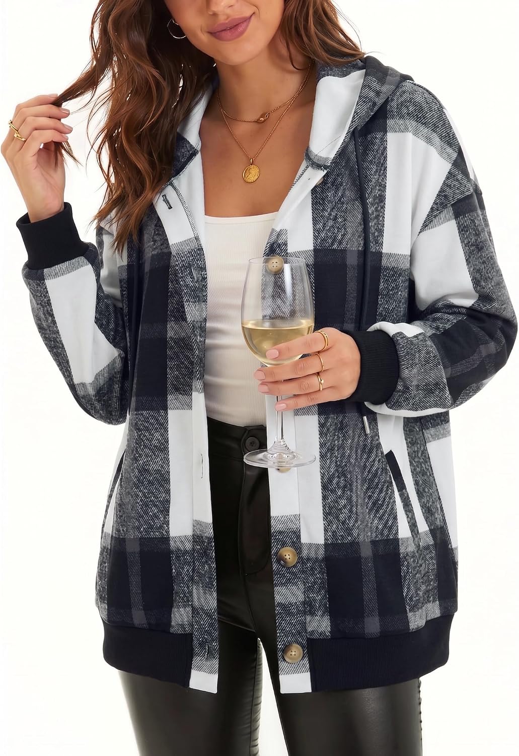 Zeagoo Sudadera con capucha para mujer, de gran tamaño, con botones, con bolsillos, cómodas chaquetas de forro polar, a la moda, S-3XL