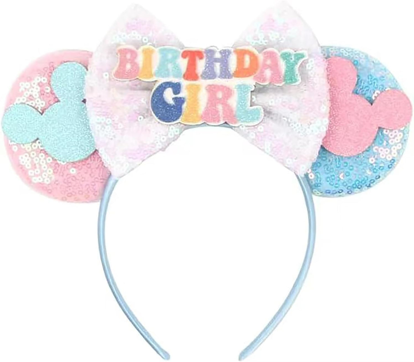 Pink Minnie Ears Headband Hair Band for Women Girls Fashion Design (Red Christmas Flake)