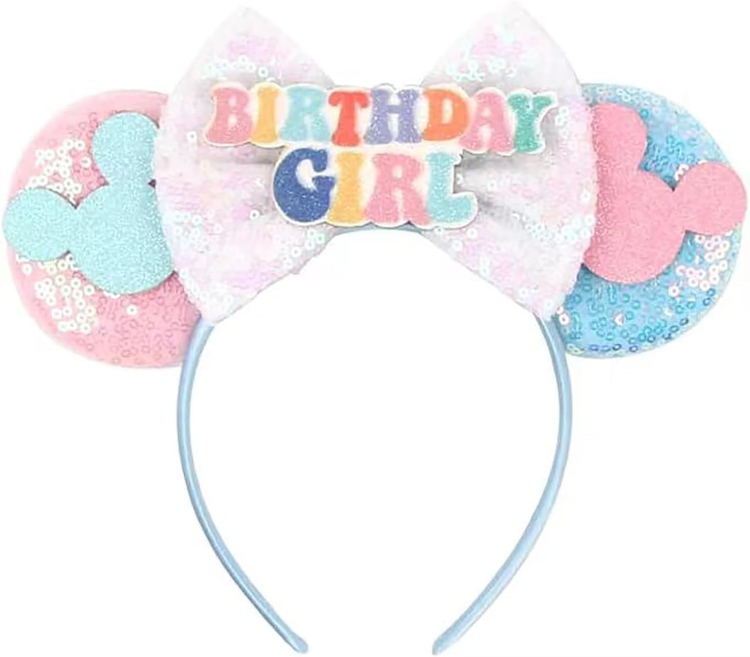 Pink Minnie Ears Headband Hair Band for Women Girls Fashion Design (Red Christmas Flake)