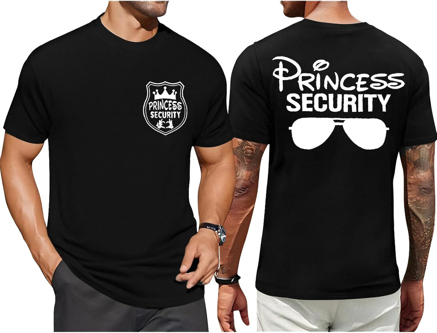 FRYAID Camiseta del Equipo de Seguridad de Princesas para Hombres Camiseta Mágica Reino Mágico Camisetas Papá Fiesta de Cumpleaños Viaje Familiar Tops de Manga Corta