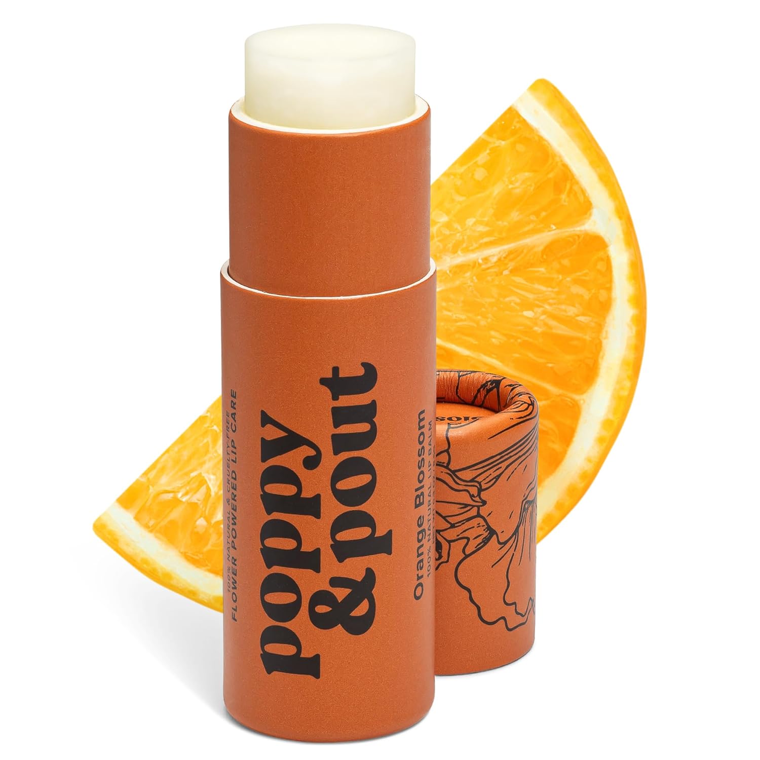 Poppy & Pout Bálsamo labial totalmente natural, tubo de cartón de 0.3 onzas, relleno a mano, cera de abejas, vitamina E, aceite de coco orgánico, libre de crueldad (flor de limón)