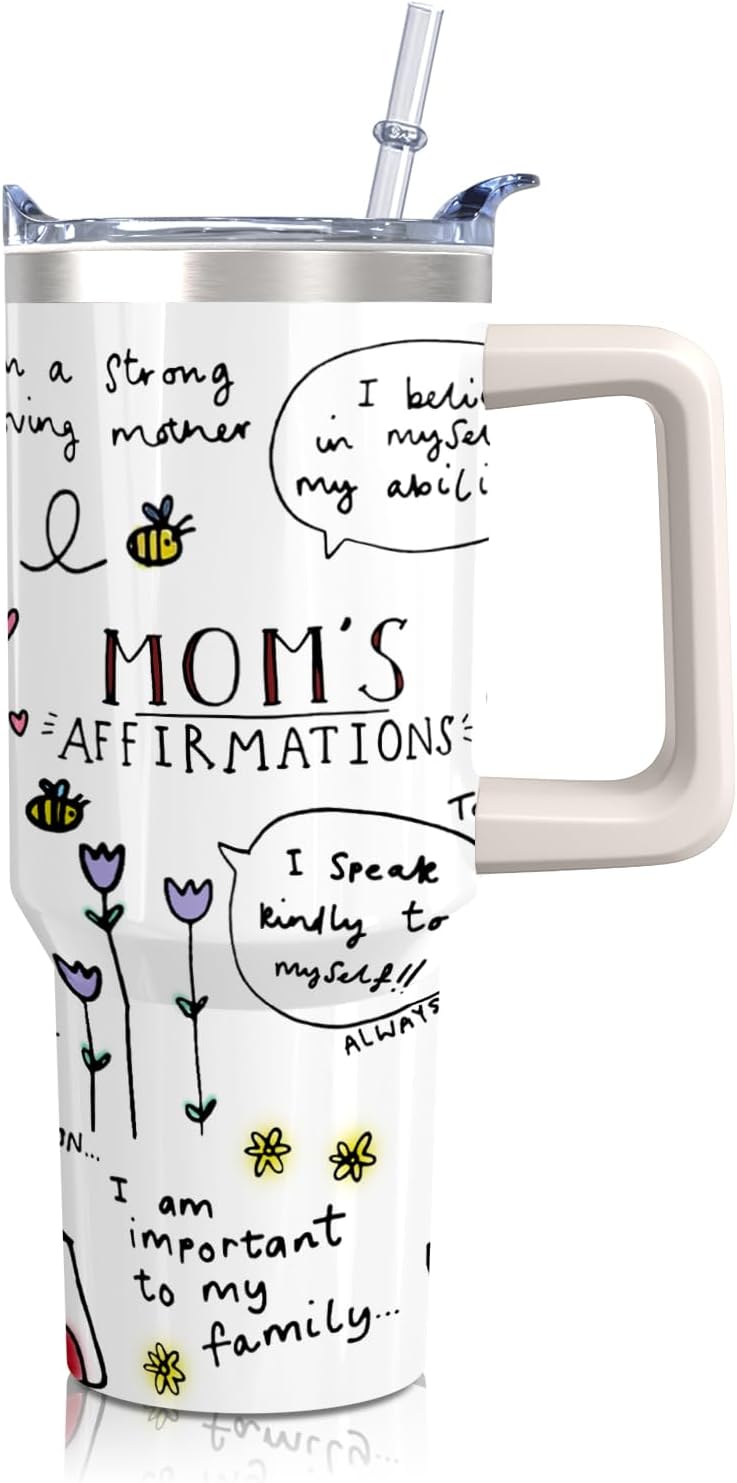 Vaso de acero inoxidable de 30 onzas con asa, tapa y pajita, taza aislada con lazo de estrella para regalos y viajes de mujer