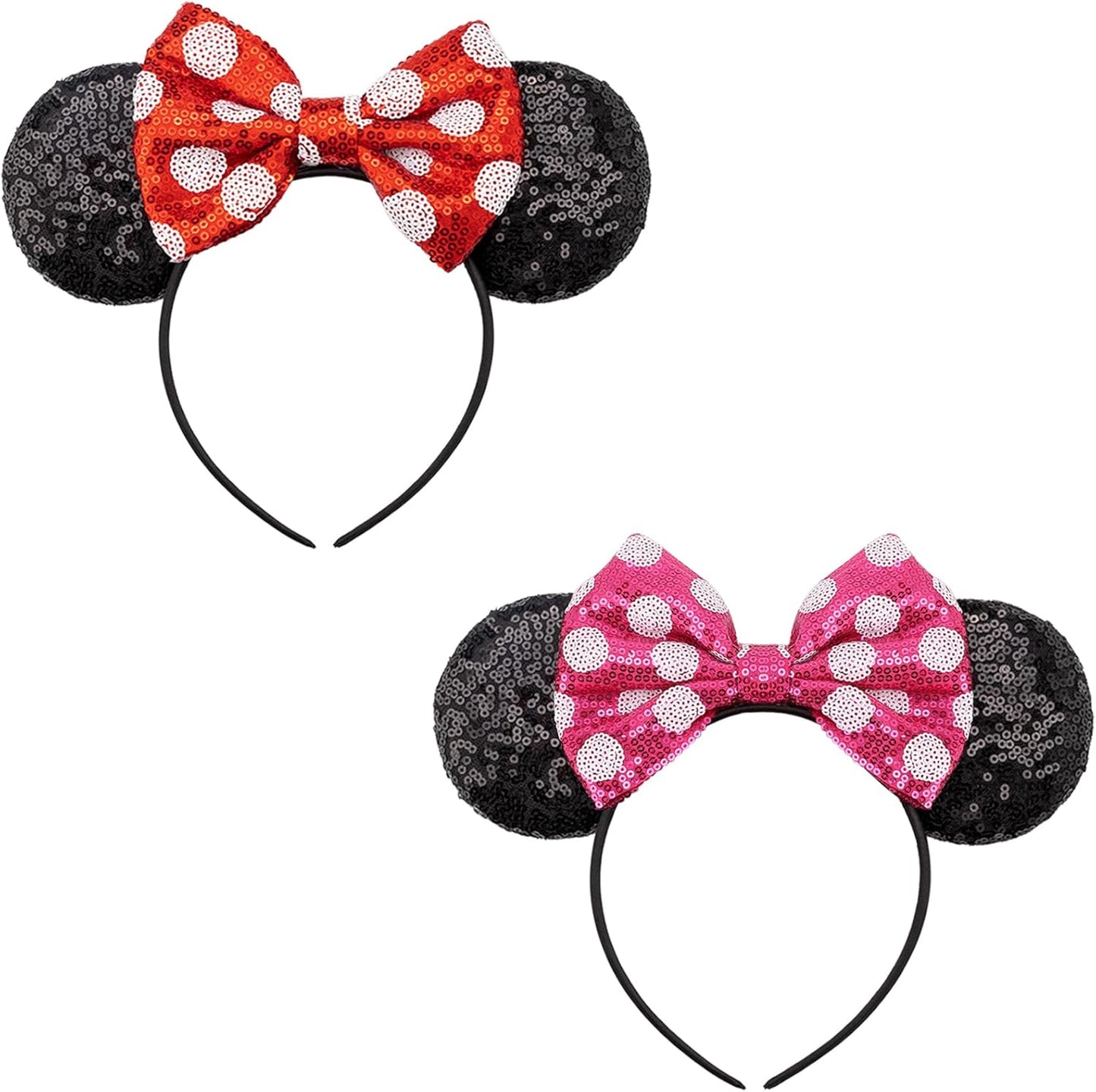 DRESHOW Mouse Ears Bow Headbands Sequins Party Decoration Cosplay Costume for Women
