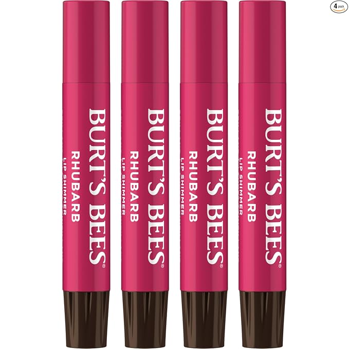 Burt's Bees Shimmer - Juego de tinte labial tintado, hidratante para hidratación durante todo el día con acabado pigmentado brillante y color construible, champán (paquete de 4)