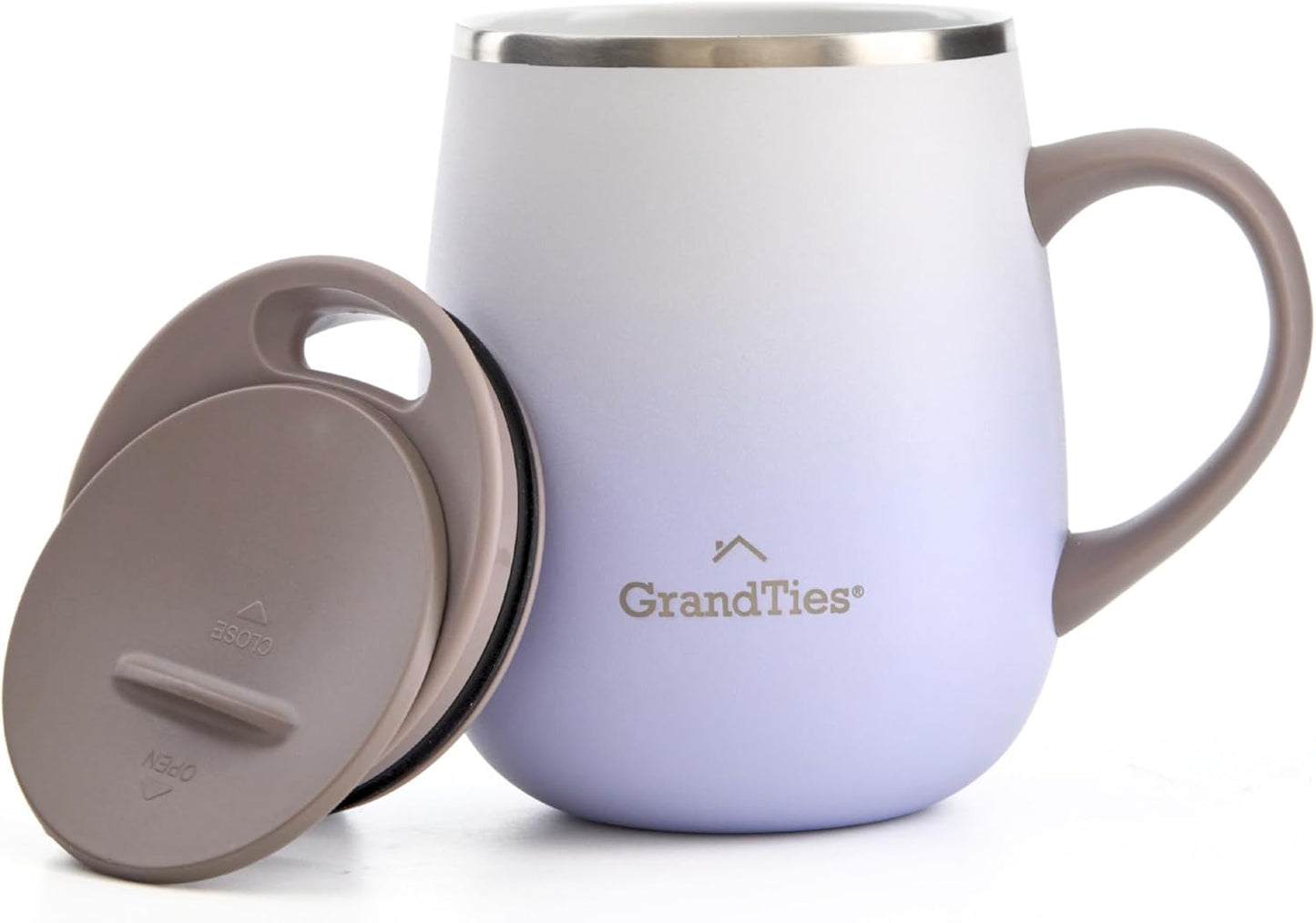 GRANDTIES 19 Colors Premium Vacuum Insulated Mug, 16.2 fl oz (460 ml), Mug with Easy Open Slide Lid, Stainless Steel, Double Wall Vacuum Insulation, Hot & Cold Protection, Popular in Office (Atlantis