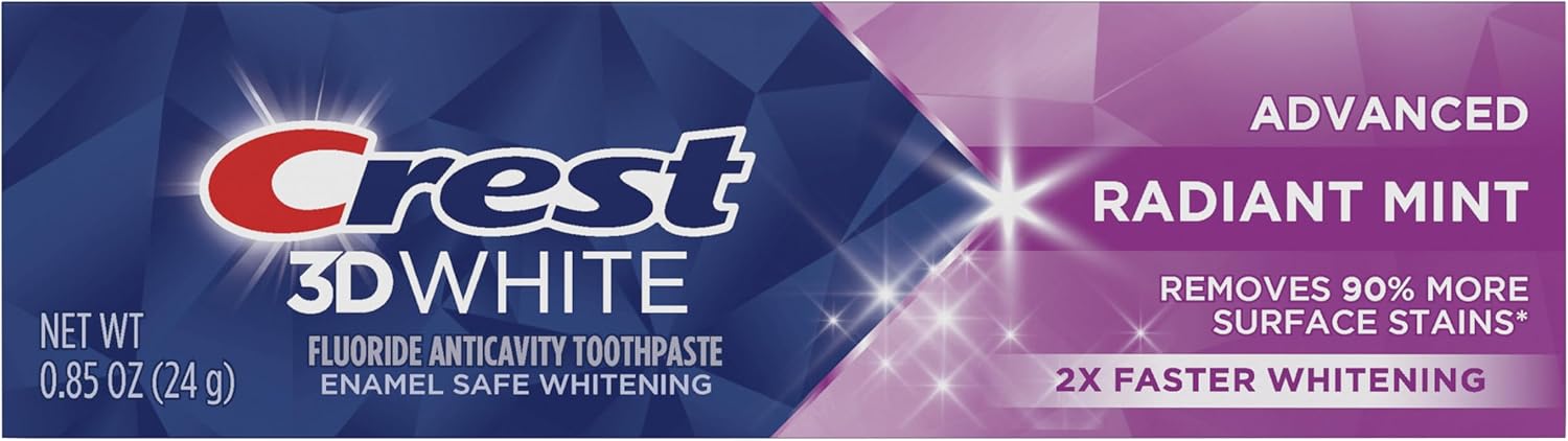 Crest 3D White Advanced, Teeth Whitening Toothpaste for Adults, 3.7 oz, 4 Pack, Cavity Protection Fluoride Toothpaste, Strengthens Enamel, Travel Size Toiletries