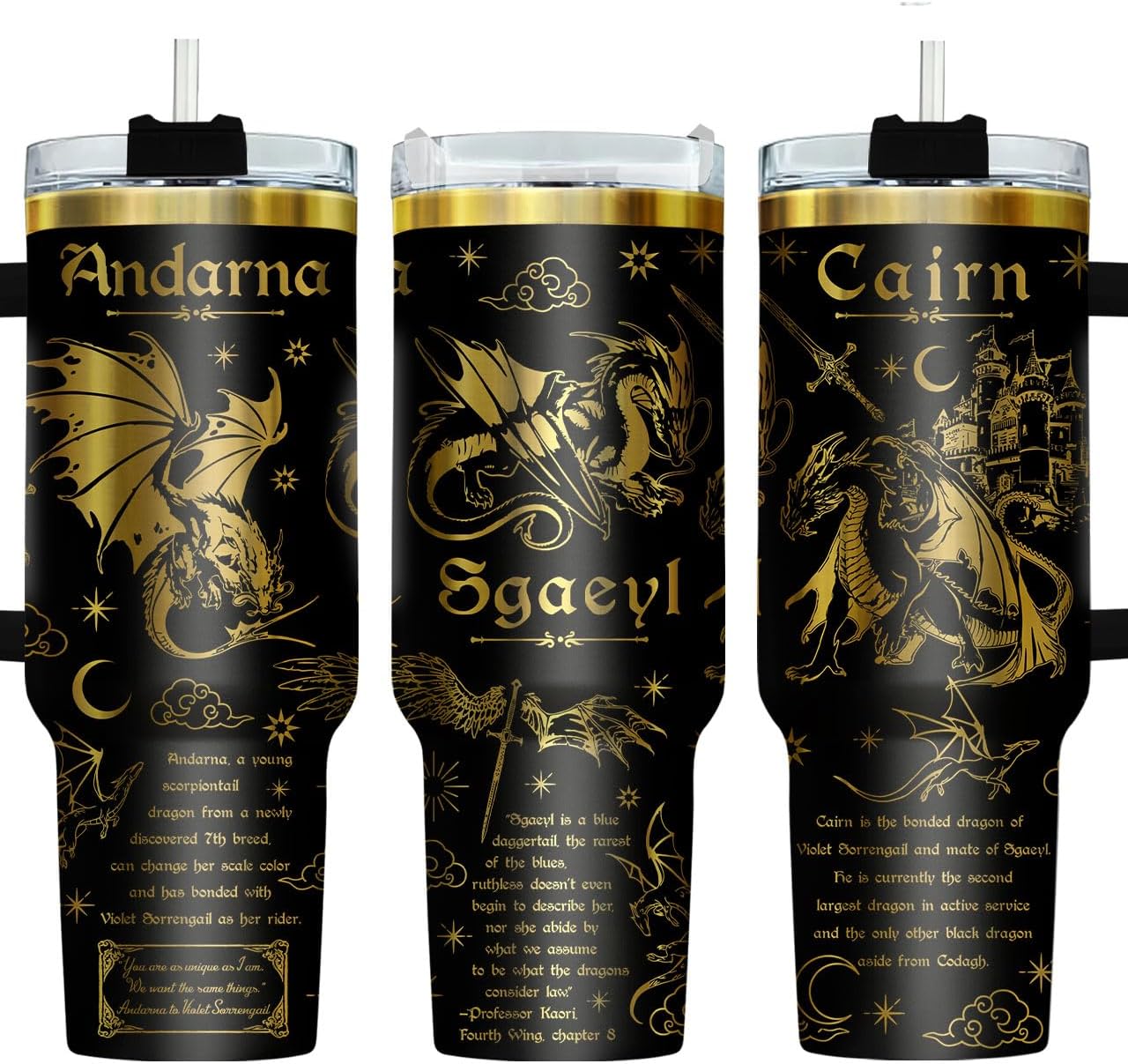 34HD Lord Fantasy Adventure - Vaso de café con aislamiento de acero inoxidable de 40 onzas, taza de viaje con asa y tapa para pajilla, segunda taza de café, regalos para amantes de los libros
