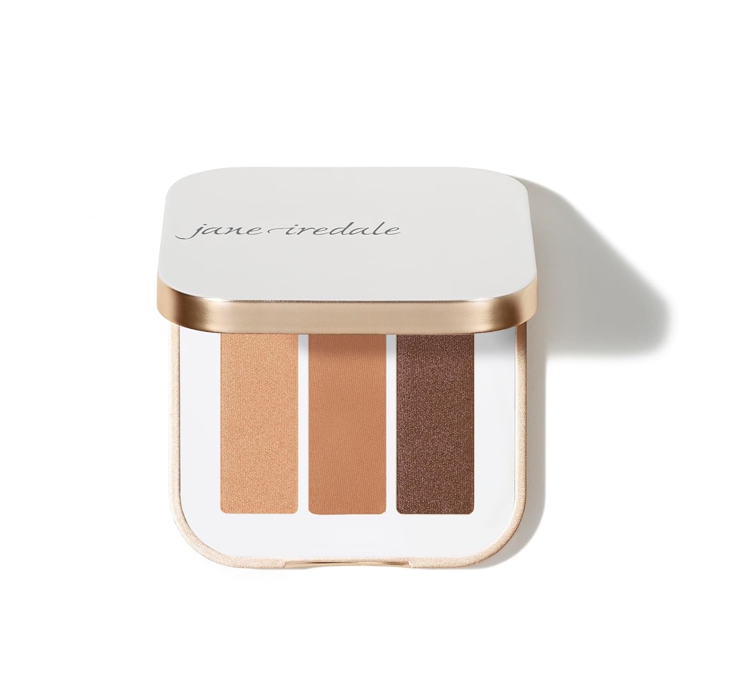 Sombra de ojos PurePressed triple de jane iredale, color mineral altamente pigmentado, fórmula de larga duración y resistente a arrugas, segura para ojos sensibles