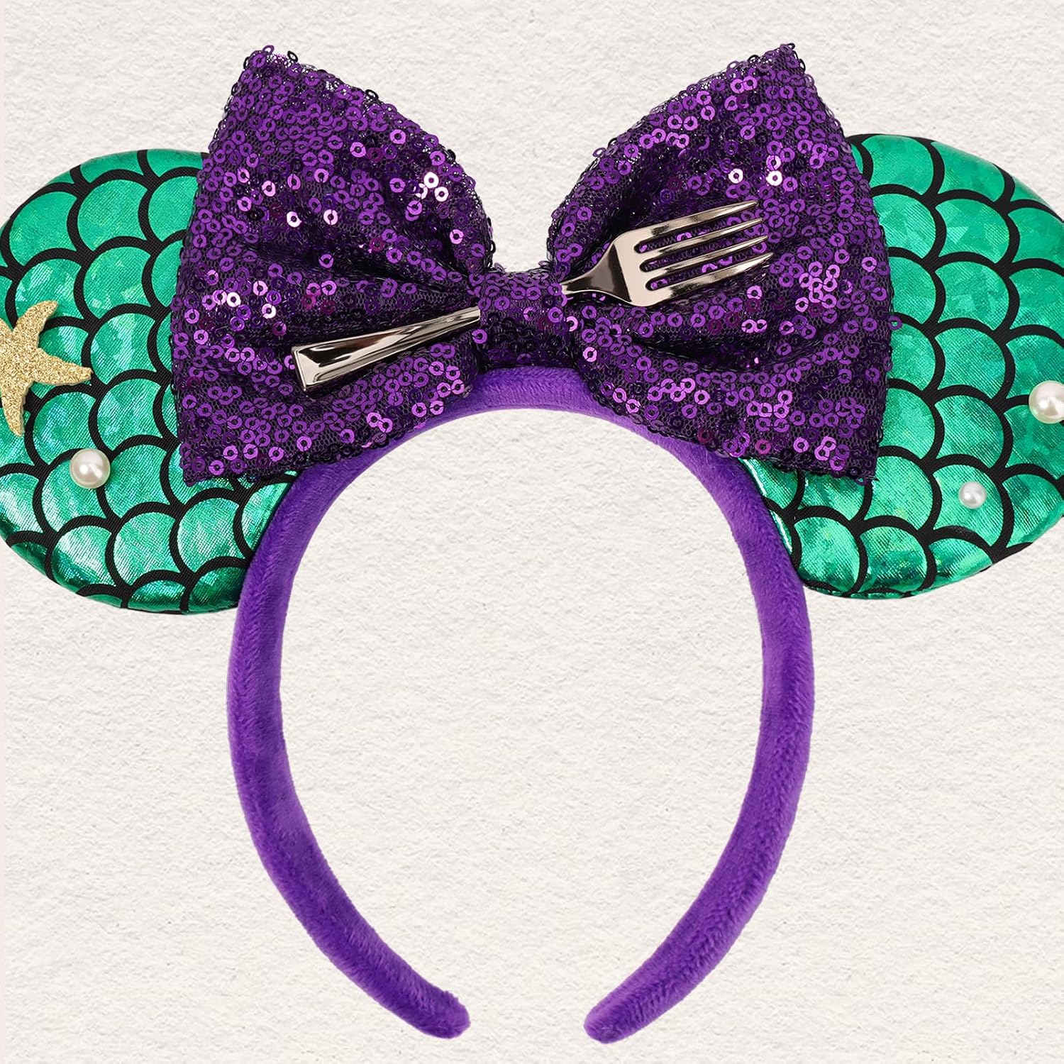 ETLUK - Diadema con orejas de ratón, diademas con orejas de ratón y lazo de lentejuelas para mujeres y niñas, accesorios de cosplay, decoración para fiestas (rojo)