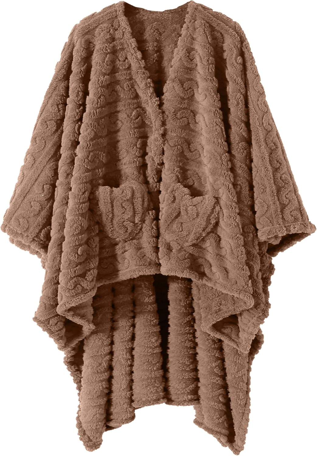 Manta de Poncho para adulto, acogedora manta de forro polar Sherpa con bolsillos para la oficina y el salón (verde, 58 x 64 pulgadas)