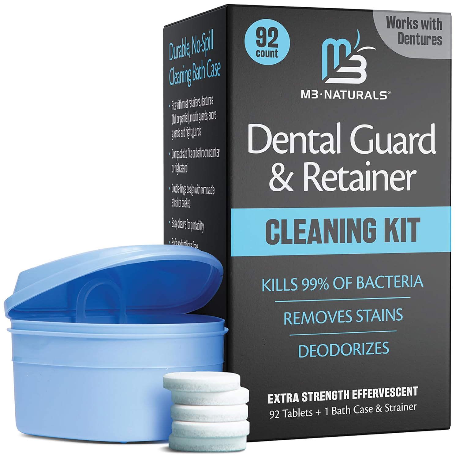 Retainer Cleanser Tablets Invisalign Cleaner, Removes Odors Discoloration Stains and Plaque 4 Month Supply Denture Cleansers Retainers Mouth Guards Denture Bath Mint by M3
