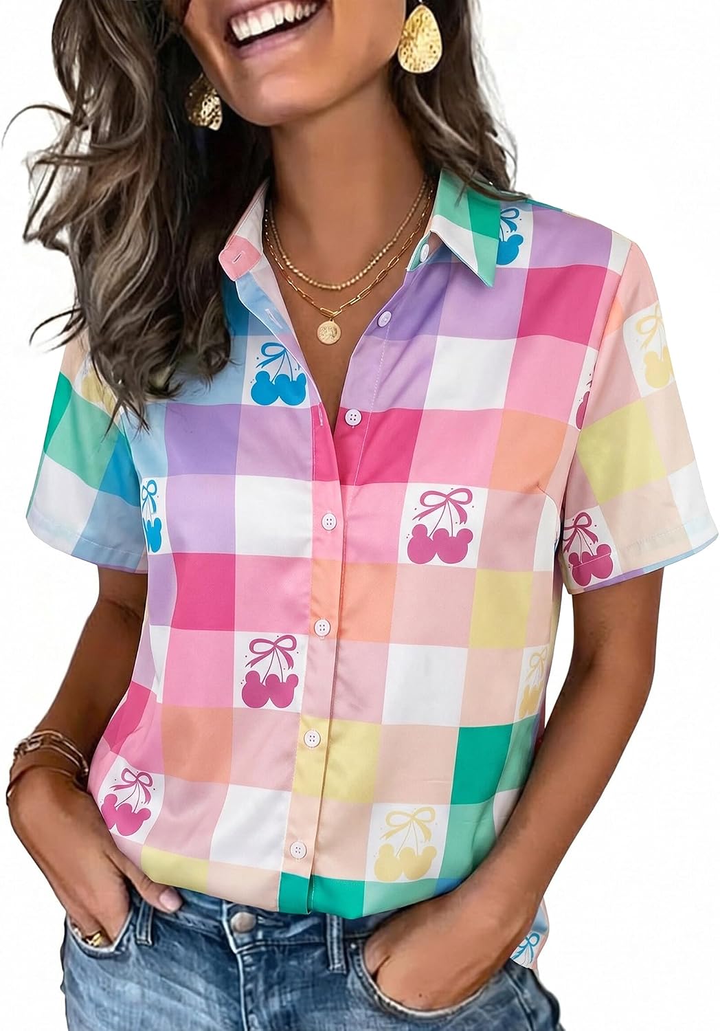 Camisas mágicas para mujer You've Got A Friend in Me Camisa Castillo Hawaiano Camiseta Linda Vacaciones Familiares Tops con Botones
