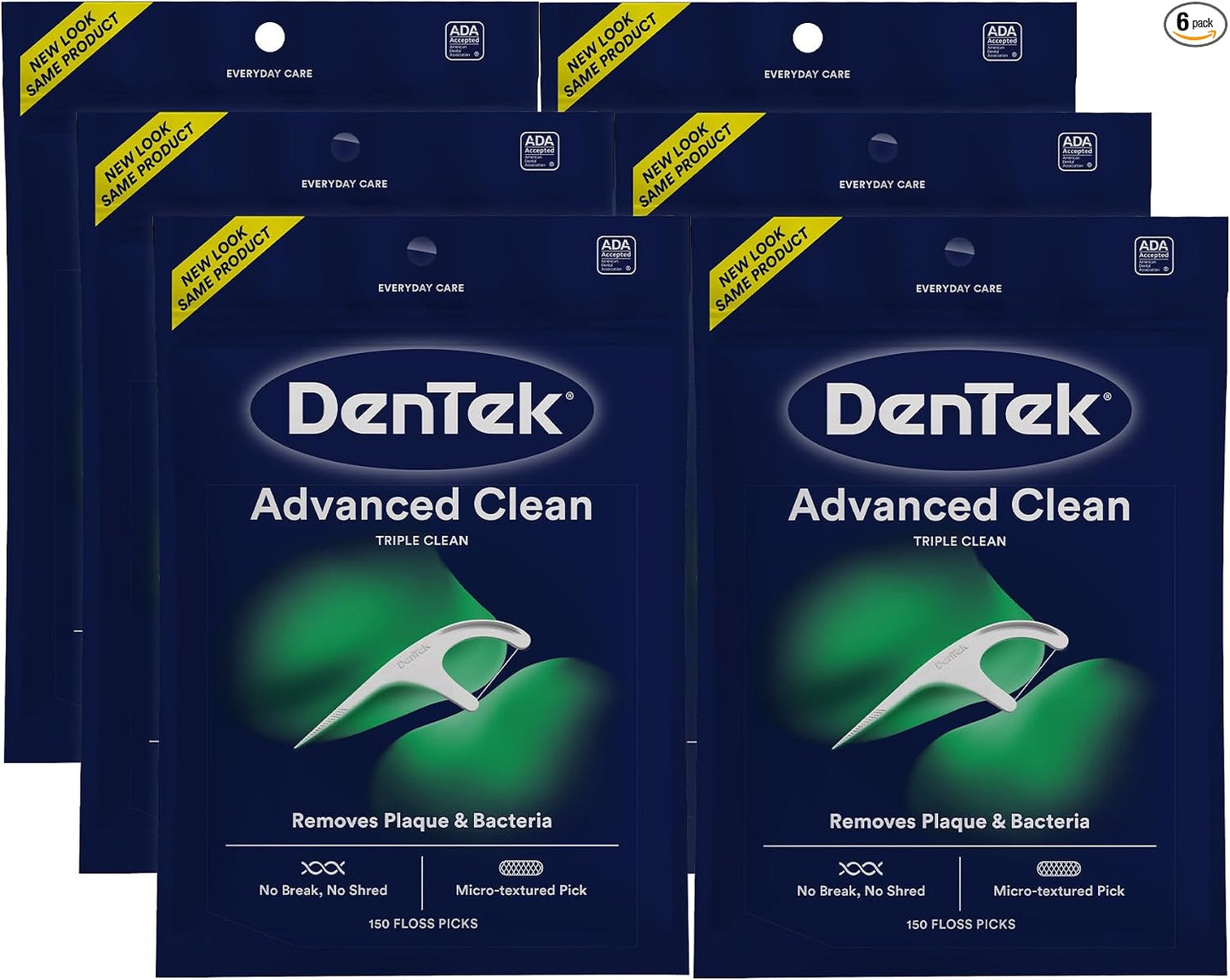 DenTek - Selecciones de hilo dental de limpieza avanzada Triple Clean, sin roturas y sin deshilachado, 150 unidades (el empaque puede variar)