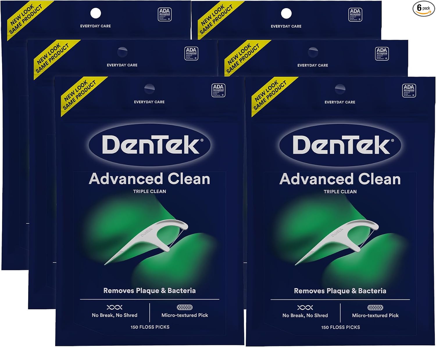 DenTek - Selecciones de hilo dental de limpieza avanzada Triple Clean, sin roturas y sin deshilachado, 150 unidades (el empaque puede variar)