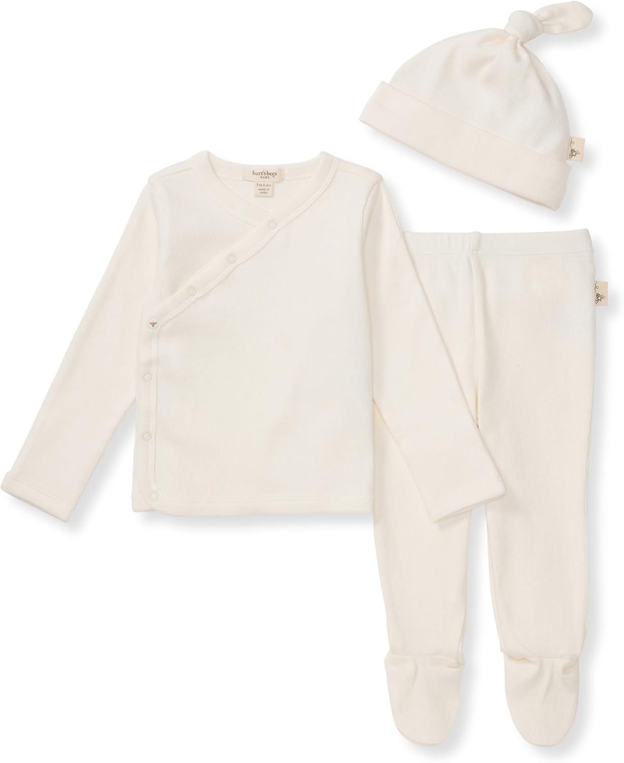 Burt's Bees Baby conjunto de bebé para niñas unisex Take Me Home, paquete de 3 piezas: top, pantalón y gorro