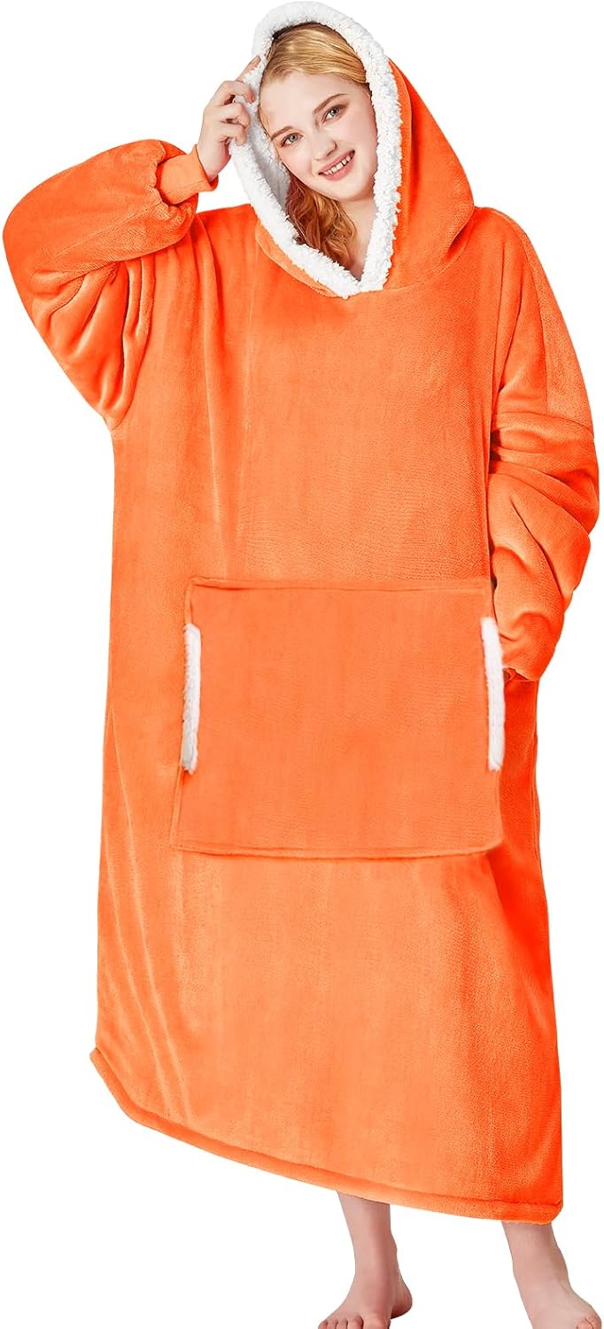 yescool - Cobija con capucha, sudadera de franela de forro polar sherpa para adultos, mujeres y hombres, talla única