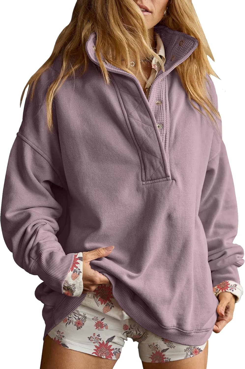 Gacaky - Sudadera para mujer de talla extragrande, informal, de manga larga, con botones, cuello Henley, ropa a la moda