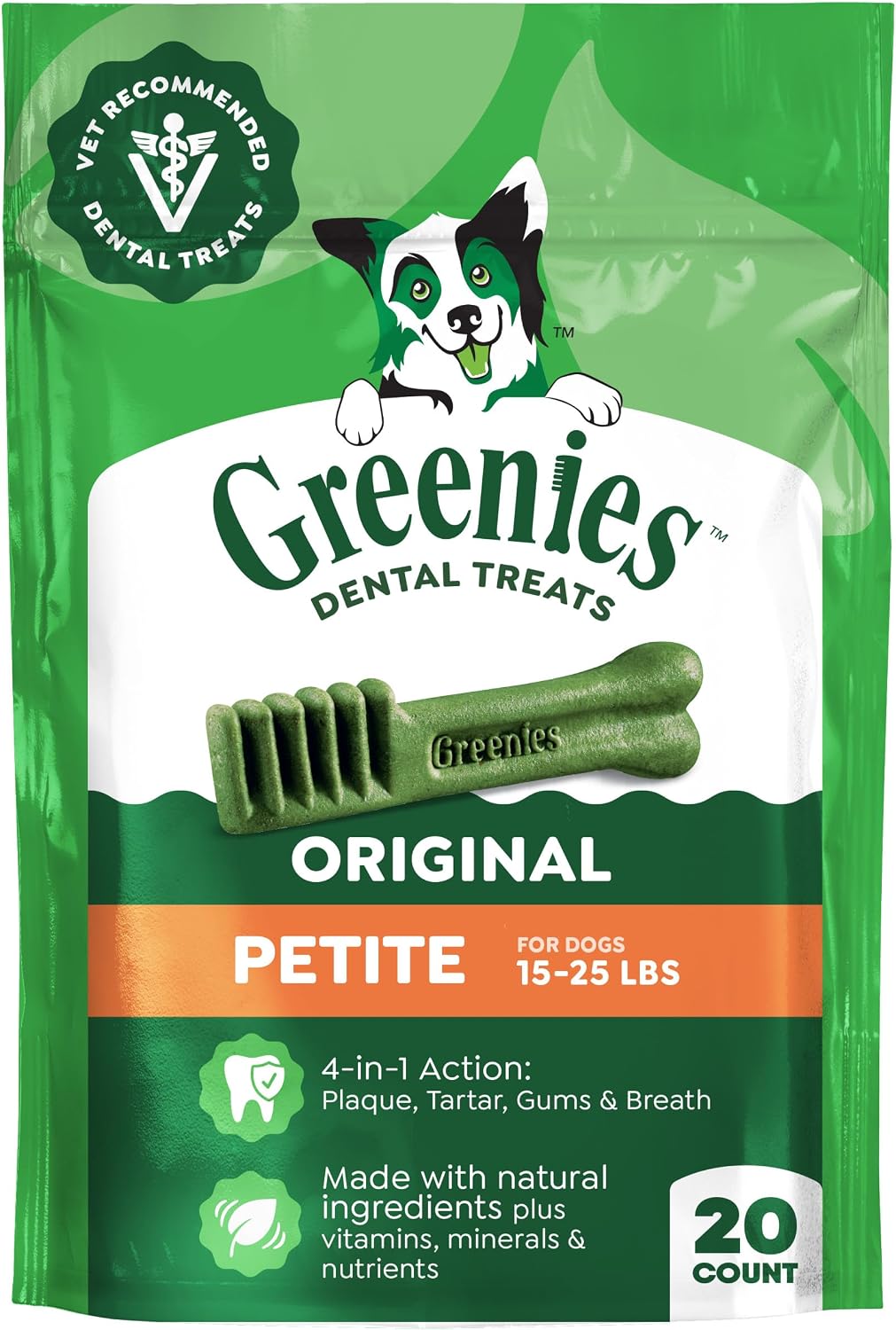 Greenies - Golosinas naturales para la salud dental de perros pequeños, sabor original, paquete de 36 onzas (60 unidades)