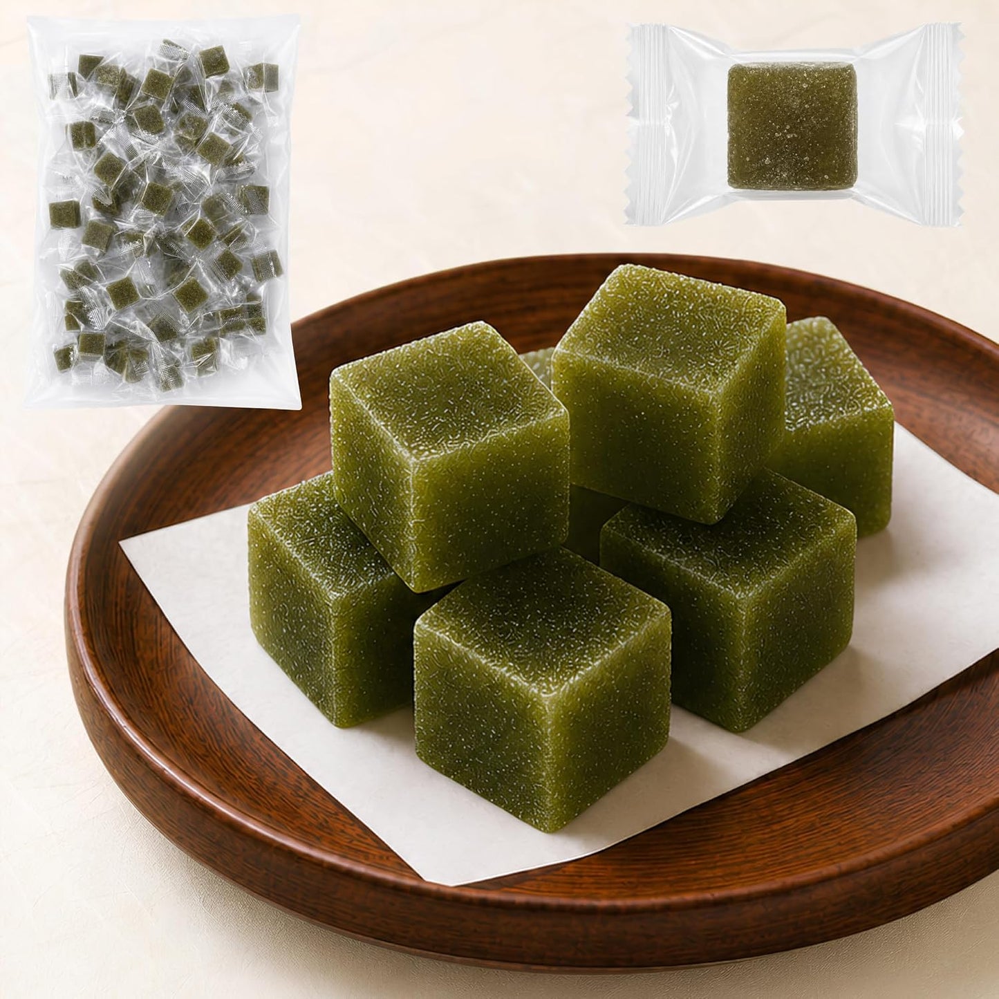 Alneka Matcha Mochi, Wastebuchi, Warabi Mochi, Japanese Confectionery Candy, Individual Packaging (Approx. 35.4 oz (1,000 g), Estimated Quantity: 100 Pieces), Japanese Matcha / Hokkaido Adzuki Beans
