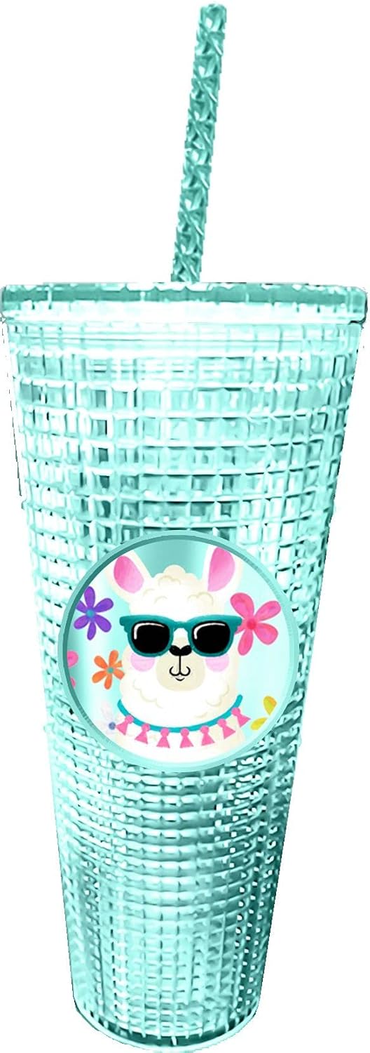 Spoontiques Peanuts Vaso de diamantes, 20 oz - Vaso texturizado con pajita, aislamiento de doble pared, sin BPA - Snoopy