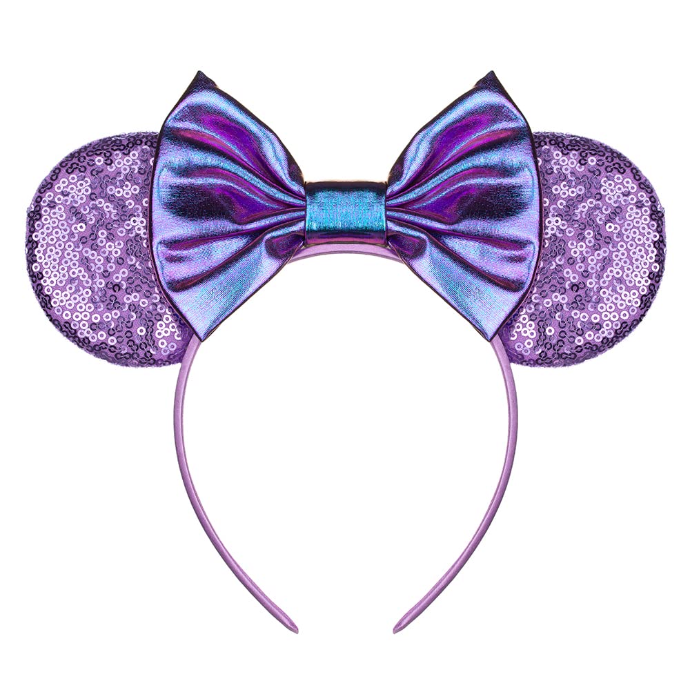 Foeran - Diademas con orejas de ratón, arcos brillantes, orejas de ratón con purpurina, decoración para fiesta de princesa, disfraz para niñas y mujeres (impresión de leopardo-1)