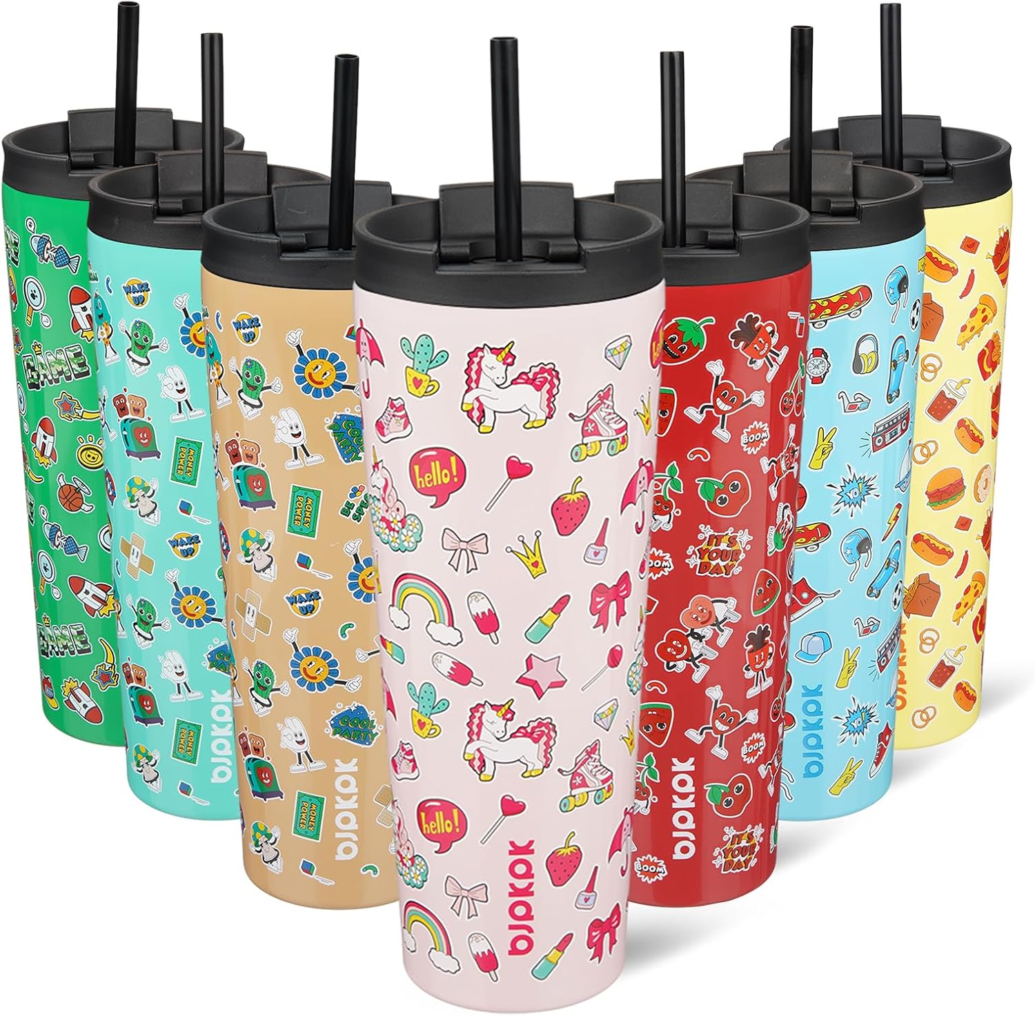 BJPKPK - Vaso de acero inoxidable con aislamiento, tapa y pajilla, taza de café para viaje, de 18 onzas, diseño de laguna