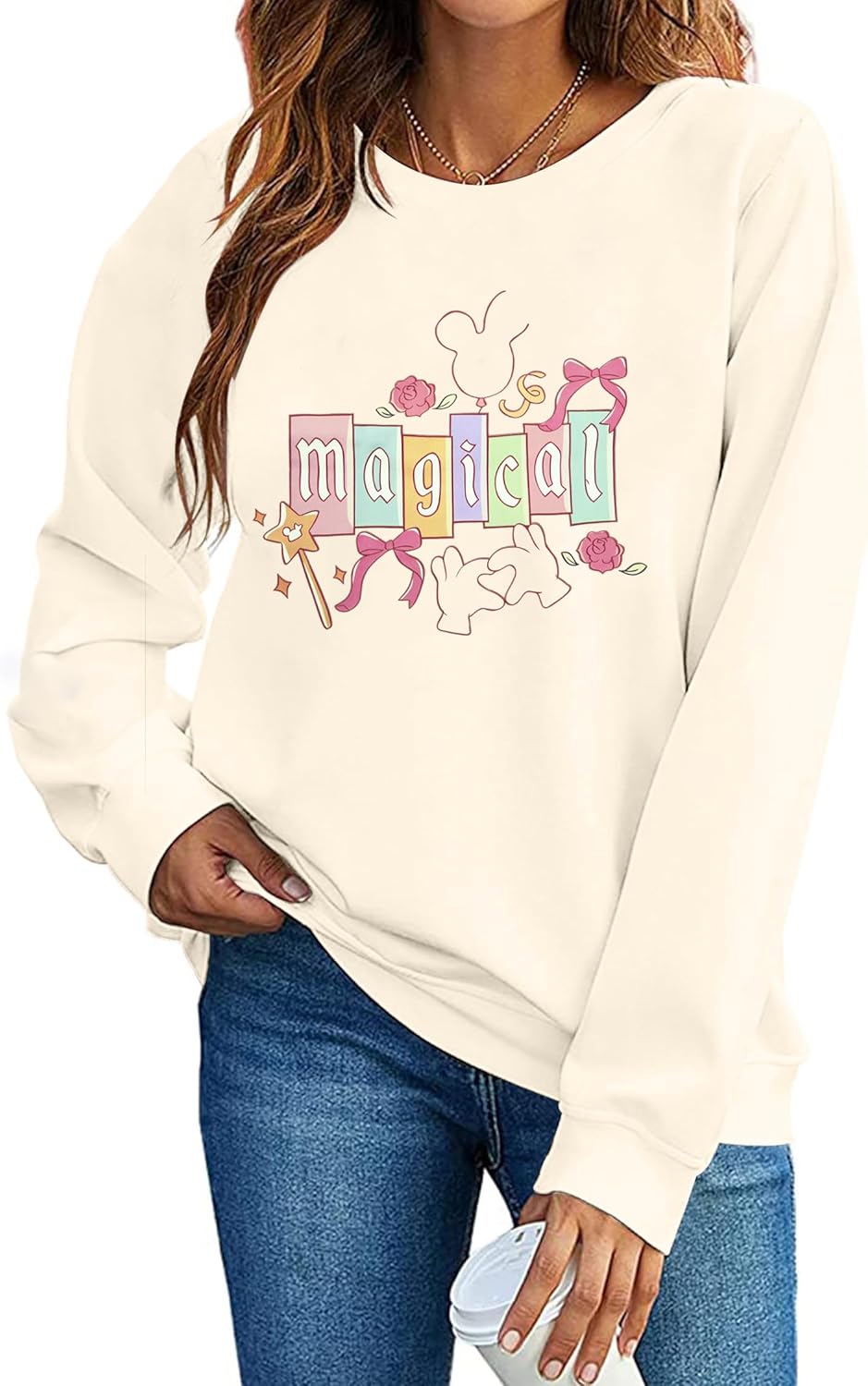 UNIQUENOE Magic Kingdom Sudaderas para mujer, camiseta mágica para vacaciones familiares, camiseta de manga larga con gráfico de castillo