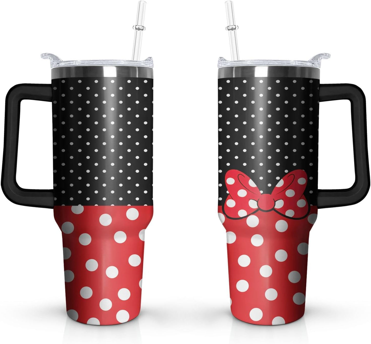 Vaso Tumbler de Ratón de Dibujos Animados de 40 Oz con Tapa y Pajita de Acero Inoxidable Aislado con Asa Lazo Taza de Café de Viaje - Regalo de Cumpleaños, Navidad
