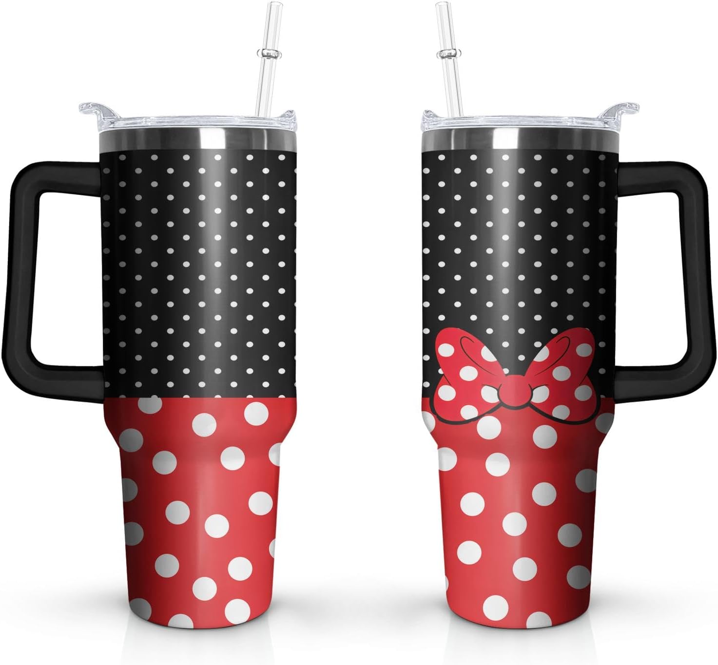 Vaso Tumbler de Ratón de Dibujos Animados de 40 Oz con Tapa y Pajita de Acero Inoxidable Aislado con Asa Lazo Taza de Café de Viaje - Regalo de Cumpleaños, Navidad