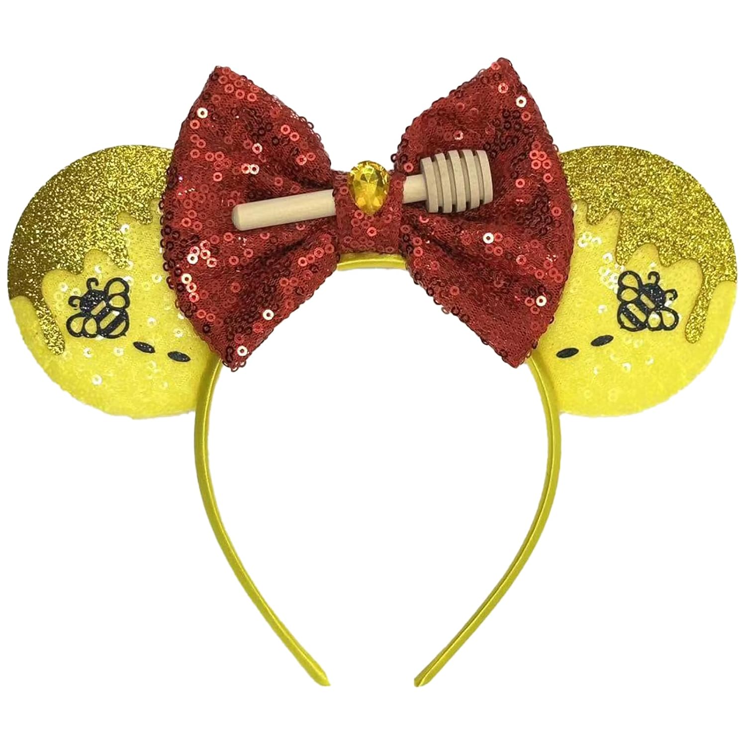 Diadema de Orejas de Ratón - Banda de Pelo para Orejas para Fiestas de Parque Temático, Accesorios de Disfraz para Cosplay para Mujeres Adultas (Rojo)