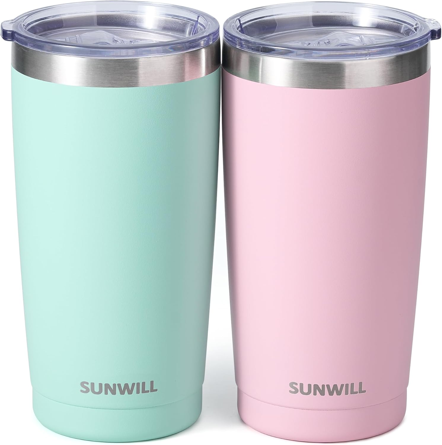SUNWILL Vaso de café de viaje de 20 onzas, taza aislada con tapa, taza de acero inoxidable para exteriores, recubrimiento en polvo, color azul rey