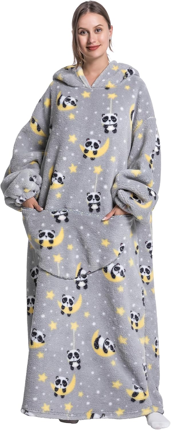 Capecage - Manta con capucha, sudadera con capucha larga como regalos de cumpleaños para mujeres y hombres, manta portátil larga para mujeres y hombres.