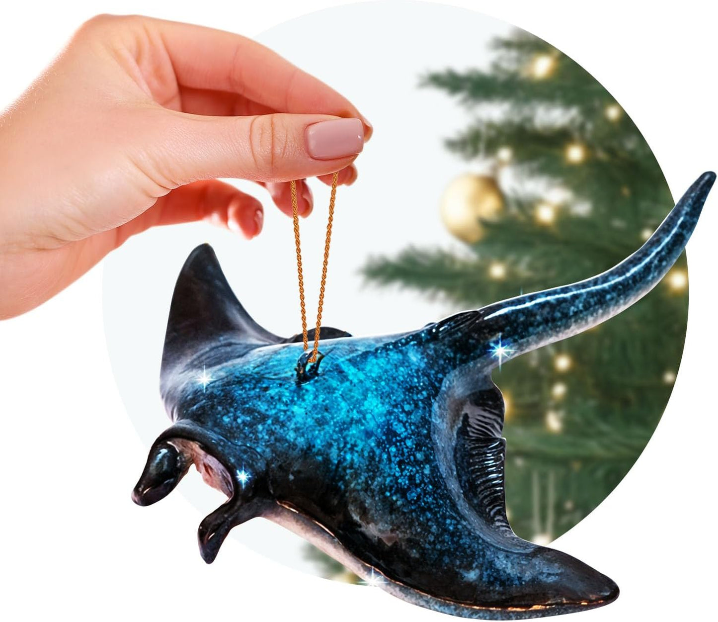 Adorno de tortuga marina azul, decoraciones navideñas pintadas a mano 2023, temática de playa, decoración del océano, adornos de árbol de Navidad, ideal para rellenar calcetines en embalaje de regalo rengöra