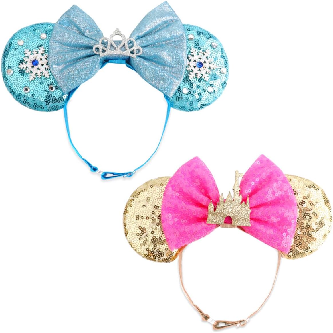 AQOKKA Mouse Ears Headband with Bow and Minnie Ears Hair Accessories for Women Girls Birthday Party Decoration
