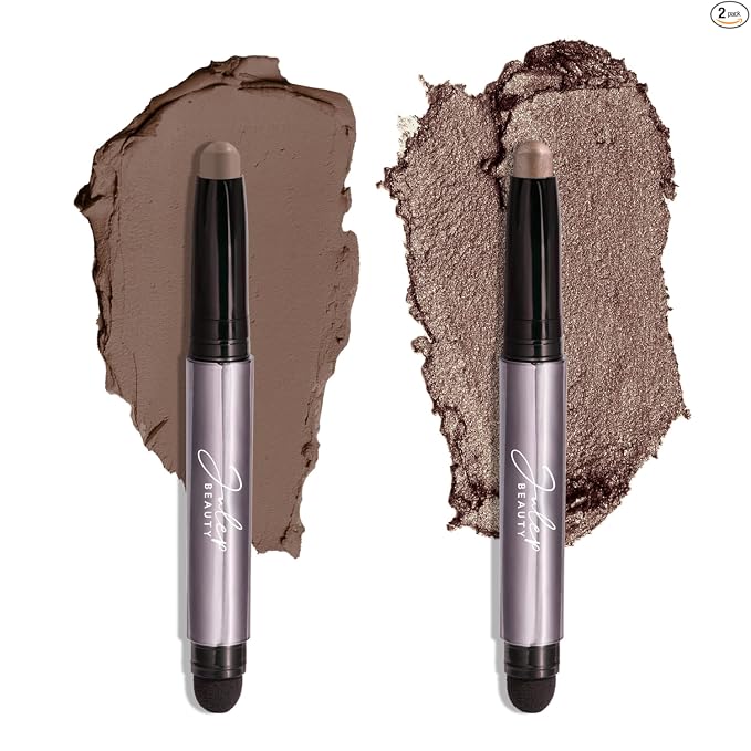 Julep - Sombra de ojos 101 de crema a polvo, impermeable, en barra de punta doble – De larga duración, a prueba de arrugas, fácil de aplicar con difuminante incorporado - Perla y Rosa brillante