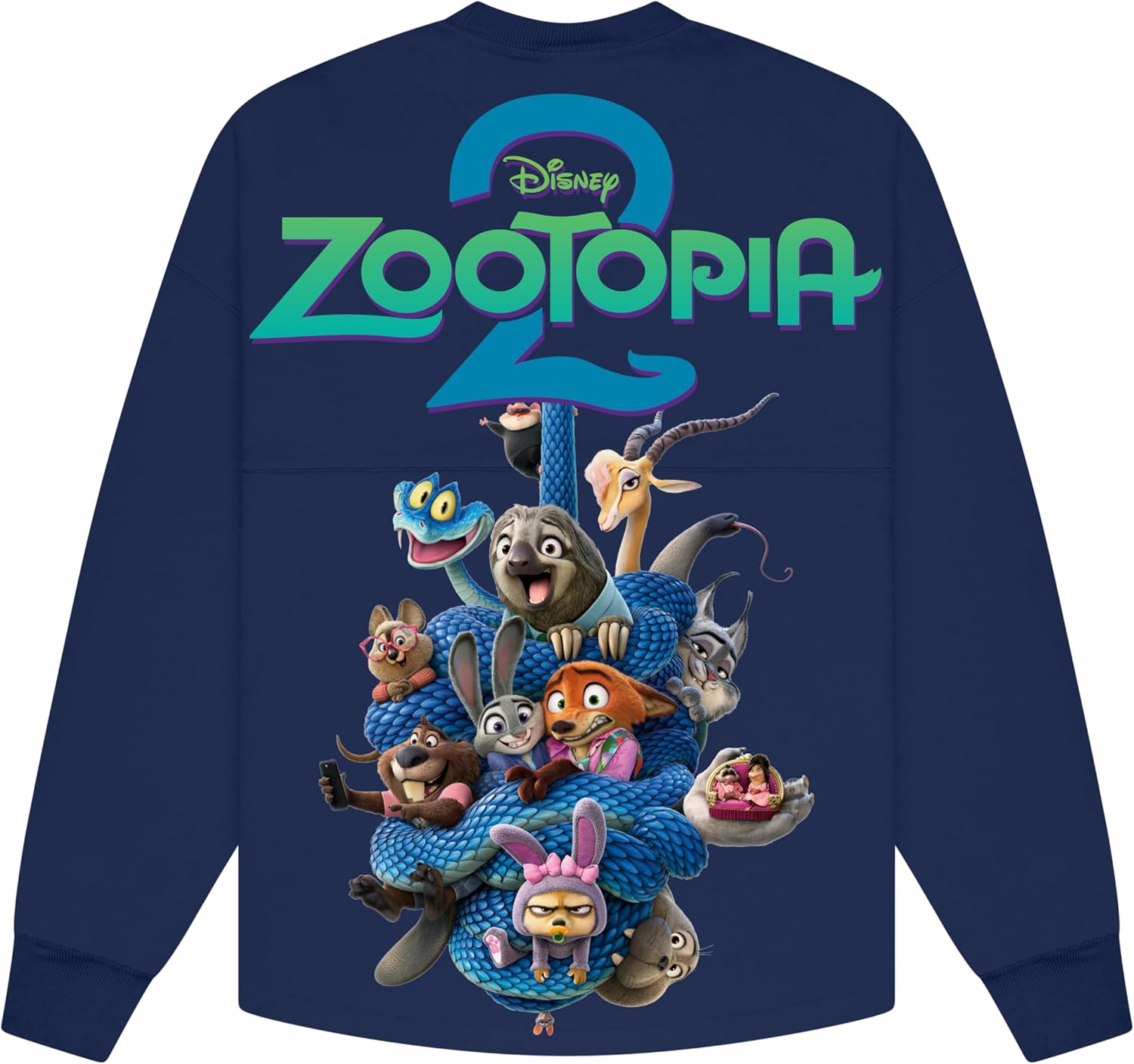 Spirit Jersey Zootopia 2, colección oficial de Disney, camiseta de manga larga de gran tamaño, unisex, ajuste relajado, 100% algodón