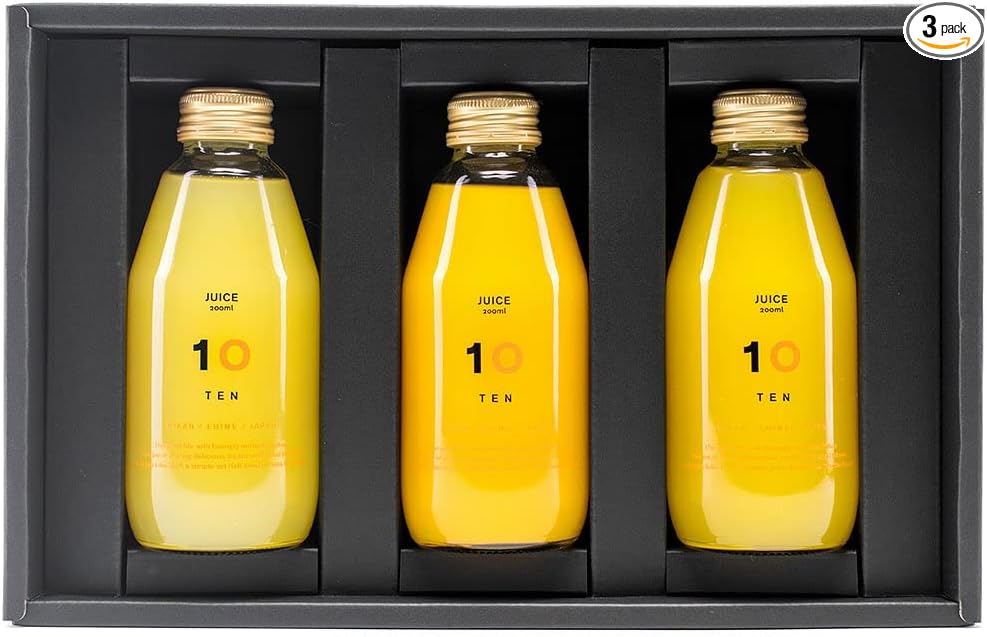 TP561GI 10FACTORY Gift Ehime Mandarin Juice, Ehime Mikan, 100% Juice, 10 Bottles (6.8 fl oz (200 ml), Set of 10 Types, Boxed, Wrapped, Compatible with Iron Paper, Tote Bag Included, High Quality, No Additives, Made in Japan, For Home Celebrations