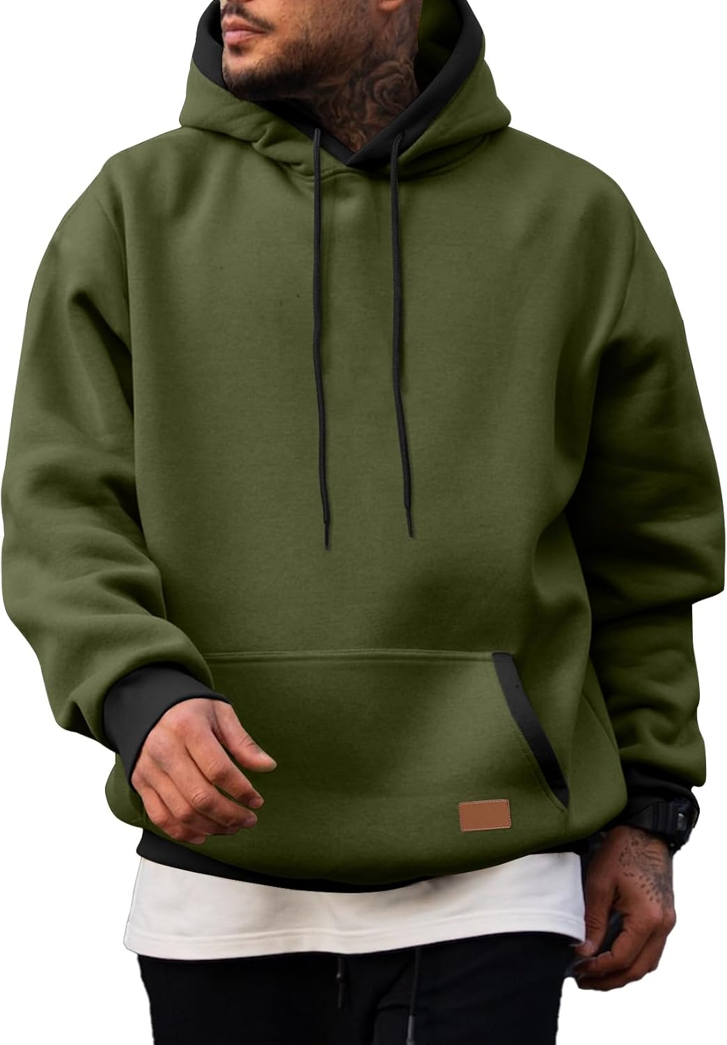 JMIERR - Sudaderas con capucha de algodón para hombre, casuales, de manga larga, con cordón, de forro polar, con bolsillos