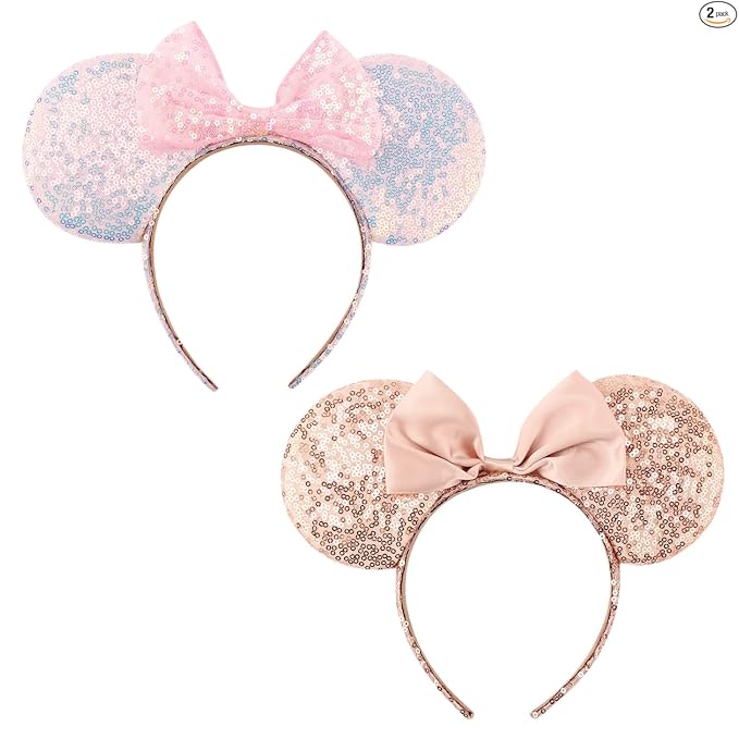 DRESHOW - Diademas con orejas de ratón para mujeres, cintas de pelo de perlas, lazos para la cabeza, cintas de terciopelo, disfraz de cosplay de Navidad, disfraz de princesa, decoración para fiestas