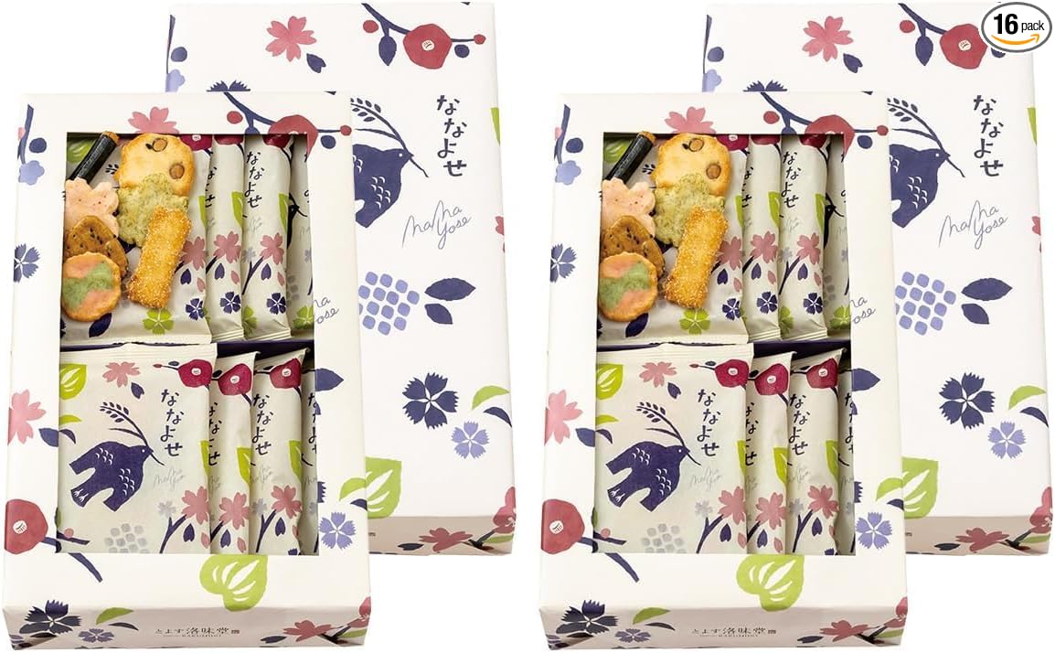 Rakumido Nanayose, 16 Bags, Packaged, No Shopping Bag, Original Small Bag, Gift, Japanese Sweets, Rice Crackers, Senbei, Snacks, Rice Confectionery